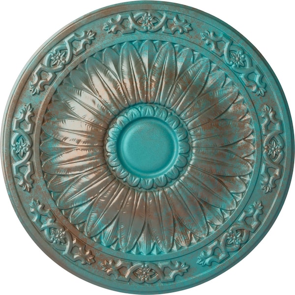 Ekena Millwork Lunel Ceiling Medallion (Fits Canopies up to 3 3/4"), 20 1/4"OD x 1 1/2"P, Copper Green Patina CM20LUCGS - main